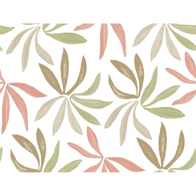 York Wallcoverings Little Garden Leaf and Coral Wallpaper