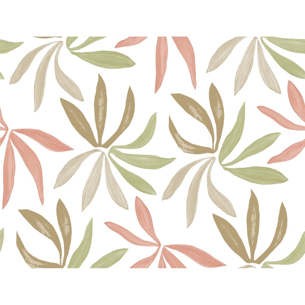 York Wallcoverings Little Garden Leaf and Coral Wallpaper