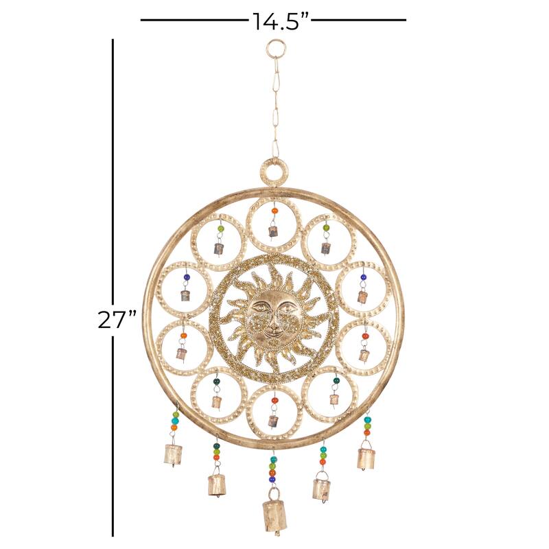Gold Iron Eclectic Windchime 27 x 15 x 1 - 15 x 1 x 27