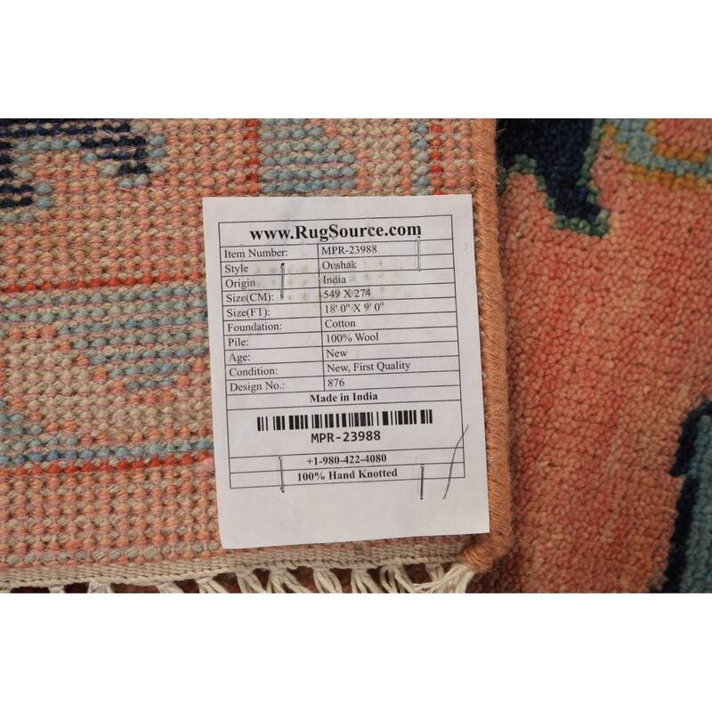 All-Over Floral Oushak Indian Large Rug Handmade Wool Carpet - 9'0"x 18'0"