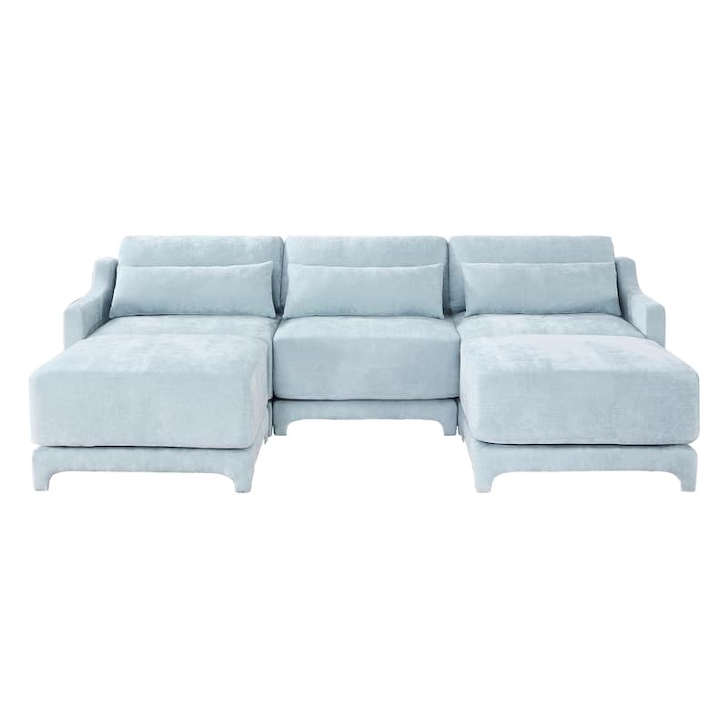 GDFStudio- Isolde Chenille Three-Seater Sofa with 2 Ottoman