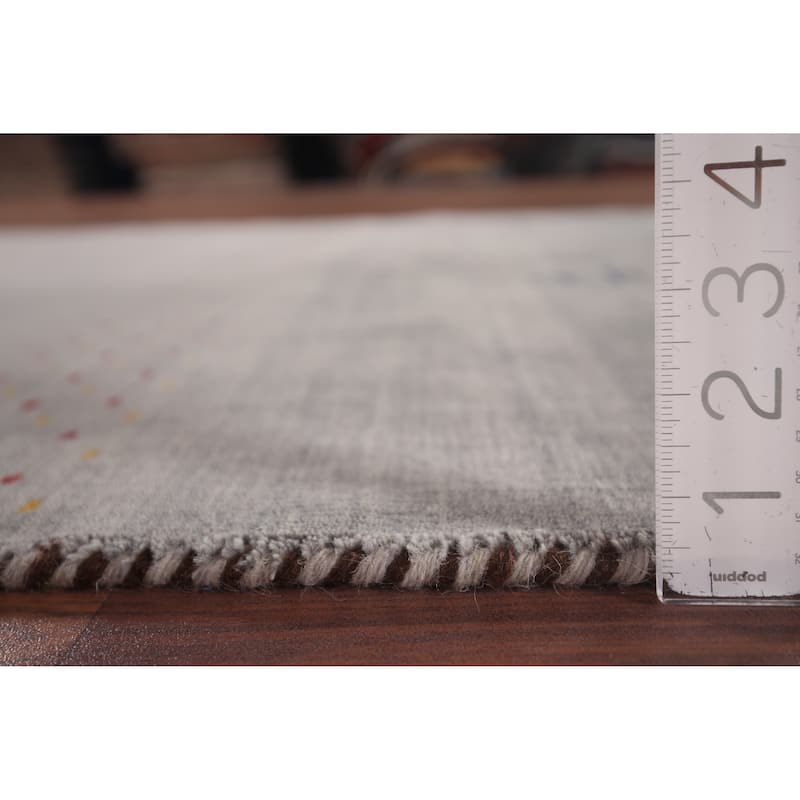 Tribal Gabbeh Oriental Accent Rug Handmade Grey Wool Carpet - 4'0"x 5'9"