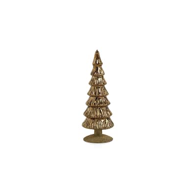 Merrigan 10.75" Glass Tree on Gold Glitter Base, Set of 2