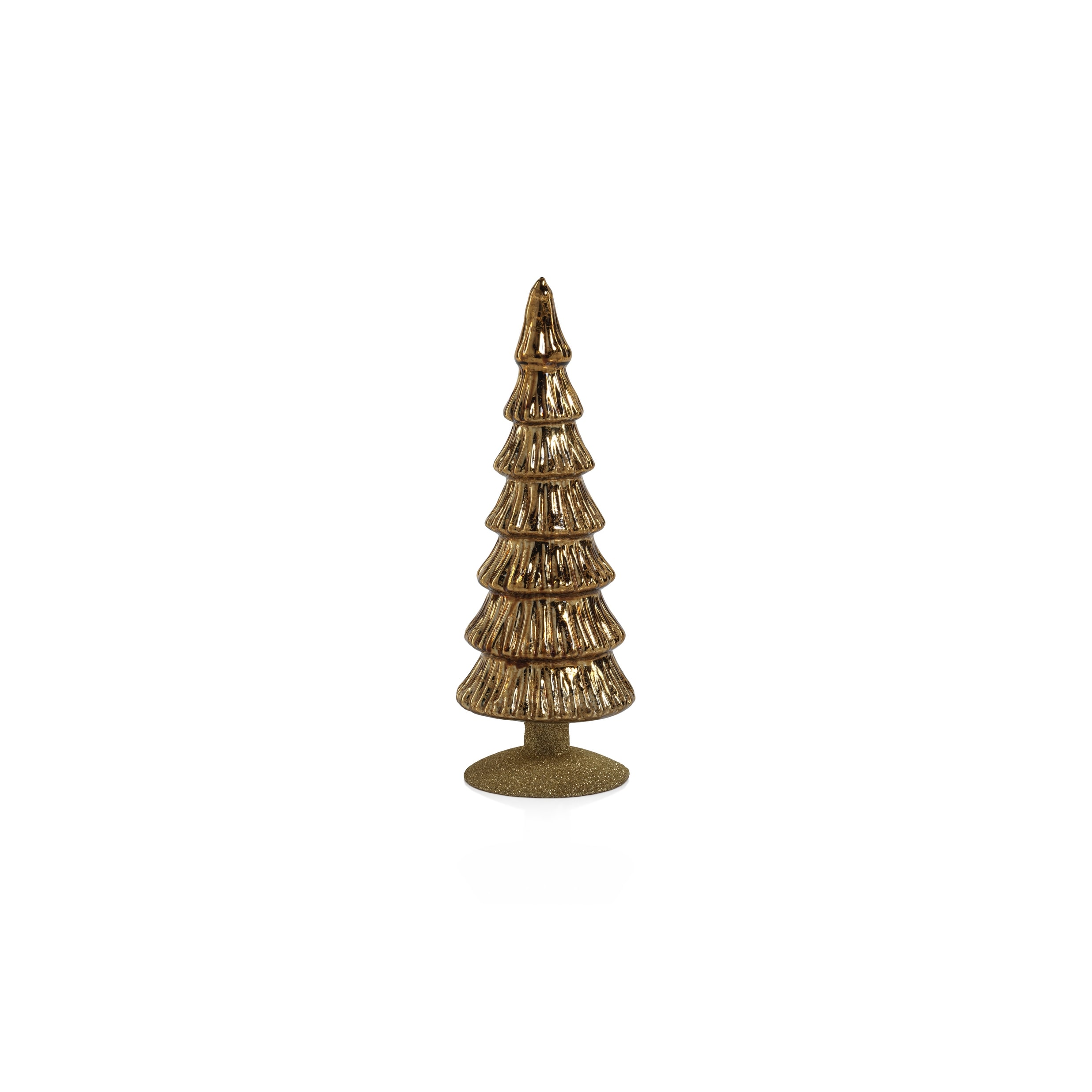 Merrigan 10.75" Glass Tree on Gold Glitter Base, Set of 2
