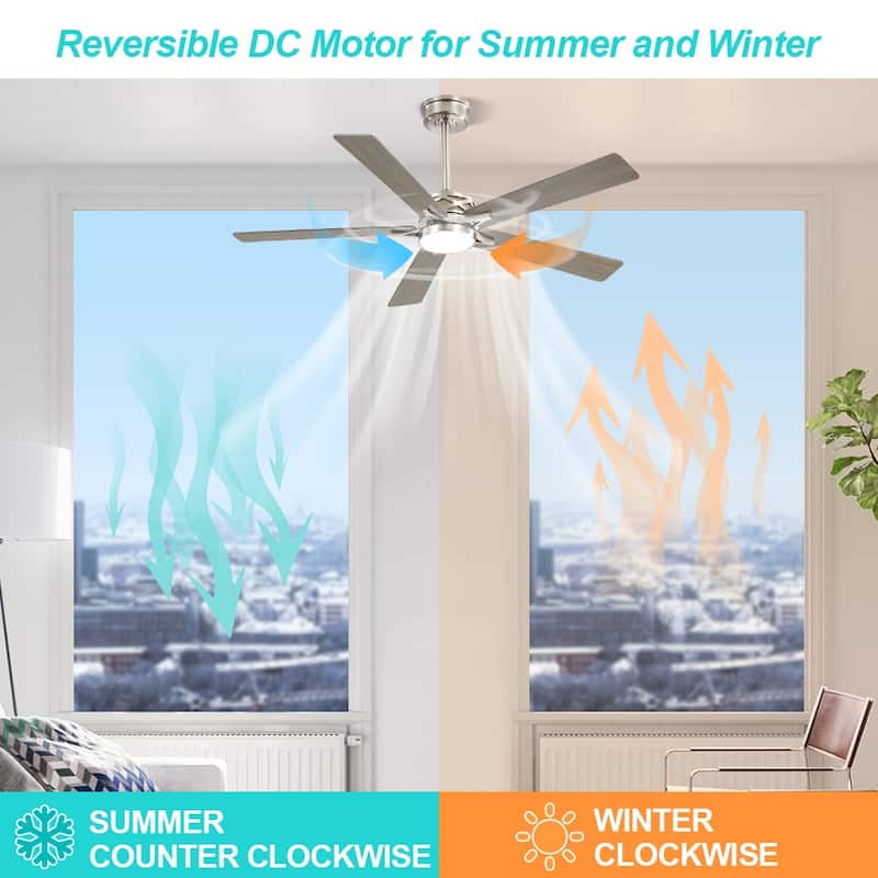 MLiAN 52" & 60" & 72" 5-Blades DC Motor Indoor Smart Ceiling Fan with Light & Remote