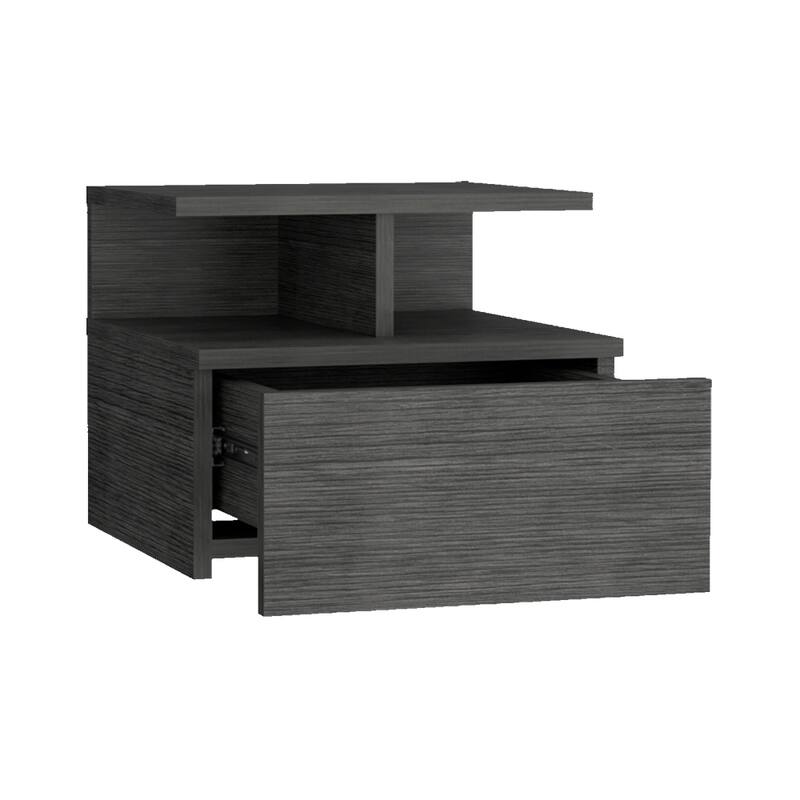 Nightstand Floating Flopini, Bedroom, Smokey Oak,High quality and durable