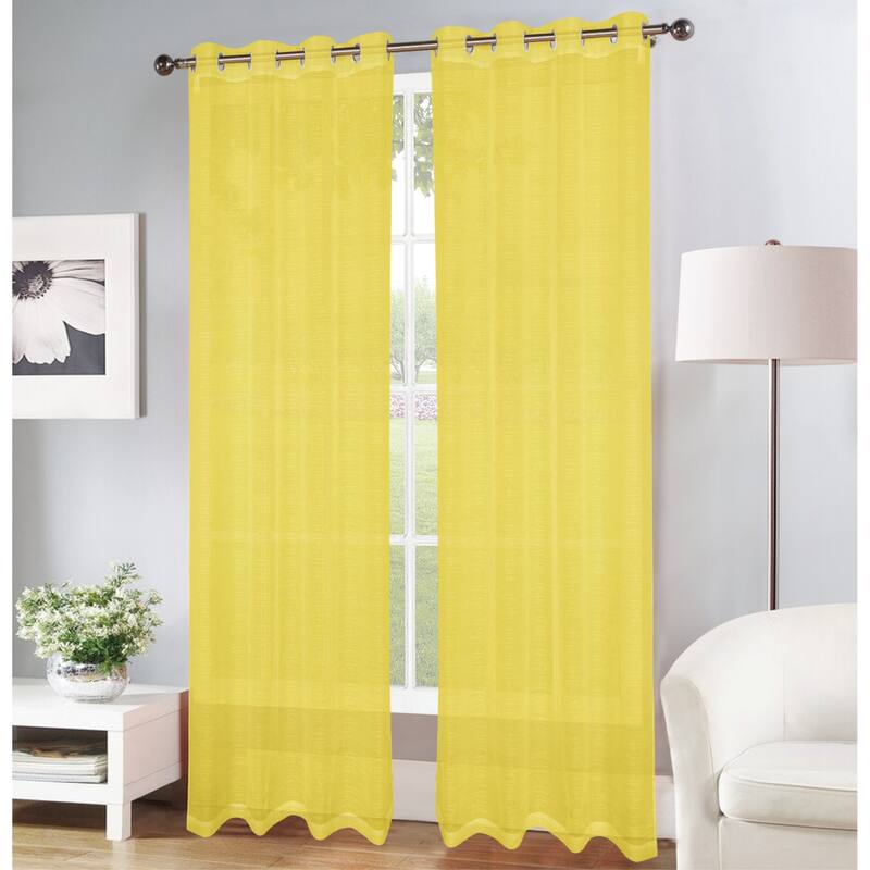 Erica Striped Doily Single Grommet Curtain Panel - (1x) 54 x 90 in. - (1x) 54 x 90 in.
