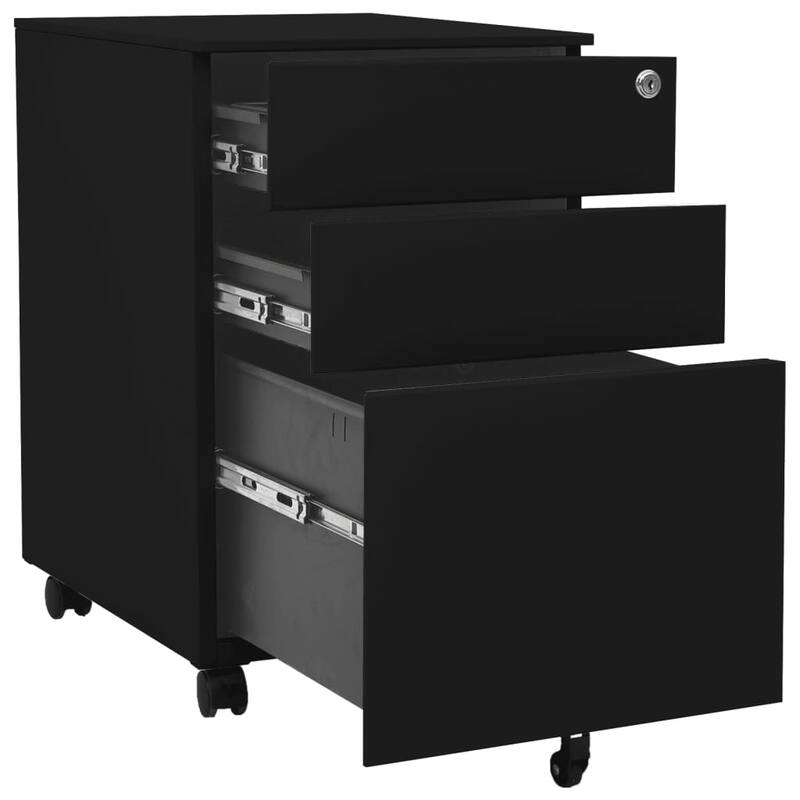 vidaXL File Cabinet Black Steel Medium Filing Cabinet Rectangular - 15.4 x 15.4 x 23.6 in