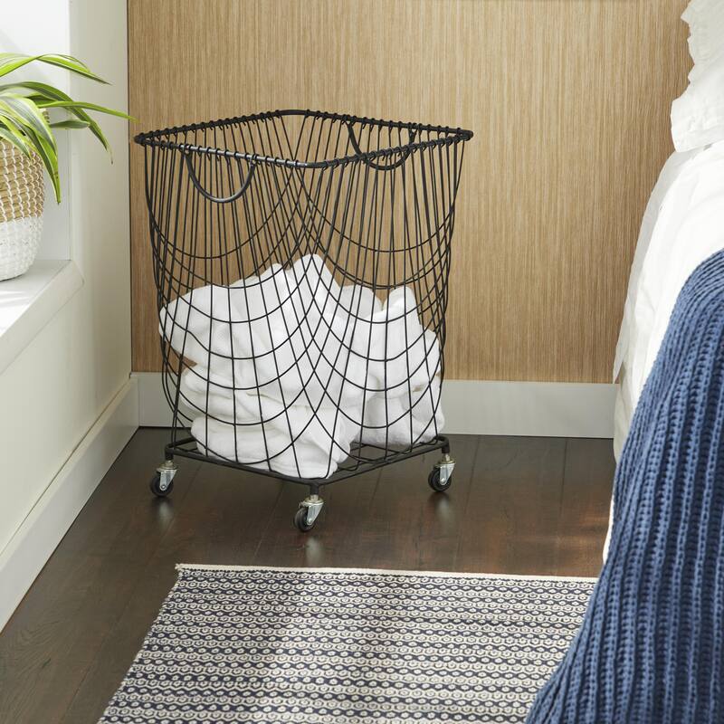CosmoLiving by Cosmopolitan 26x16 Metal Rolling Storage Basket - 16"L x 16"W x 24"H