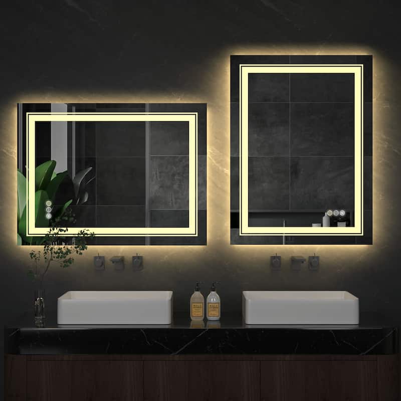 Illuminated Bathroom Mirror Anti-Fog Wall Mounted Dimmable Backlit