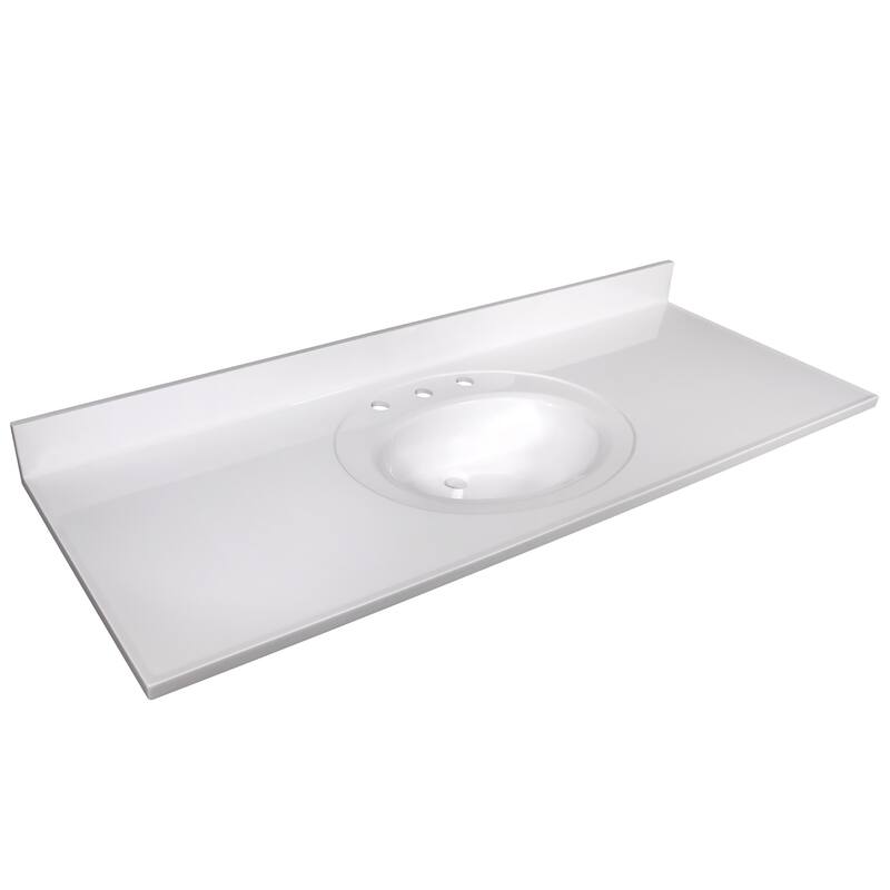 Cultured Marble Widespread Vanity Top 61-Inch Single Bowl Sink