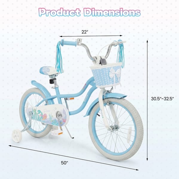 Gymax 18'' Kids Bike Toddler Bicycle w/Training Wheels Hand & Coaster - 18'' Blue