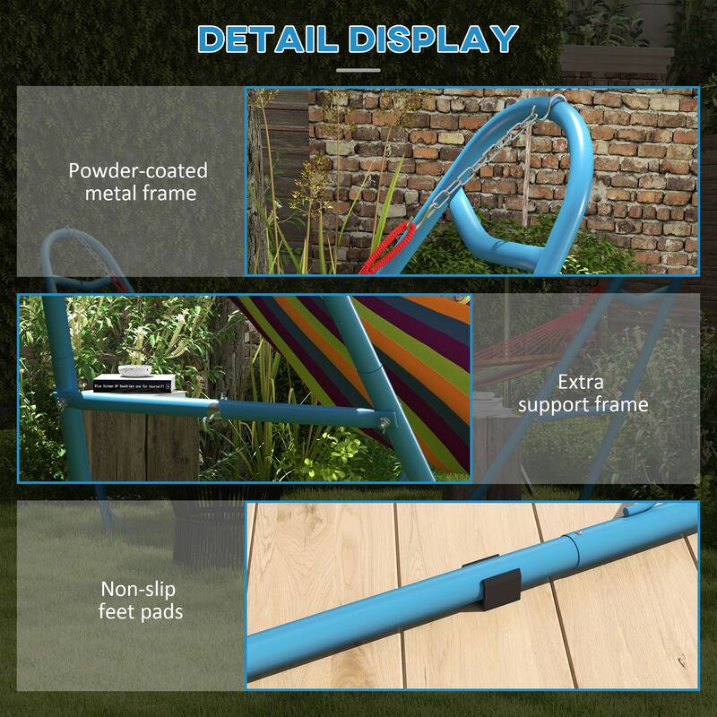 Outsunny Hammock Stand, Portable Adjustable Steel Frame Hammock Stand with Weather Resistant Finish