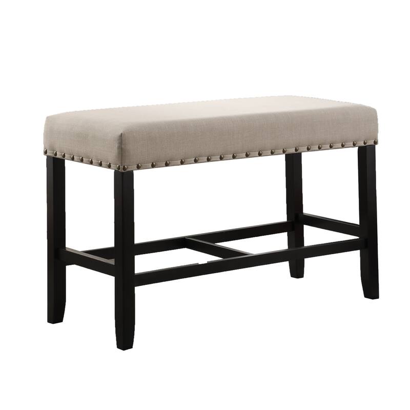 Biony Fabric Counter Height Dining Bench with Nailhead Trim