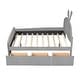 preview thumbnail 14 of 16, Full Size Velvet Platform Bed with Rabbit-Shaped Headboard & Drawers with Bed-End Storage Pocket, Beige