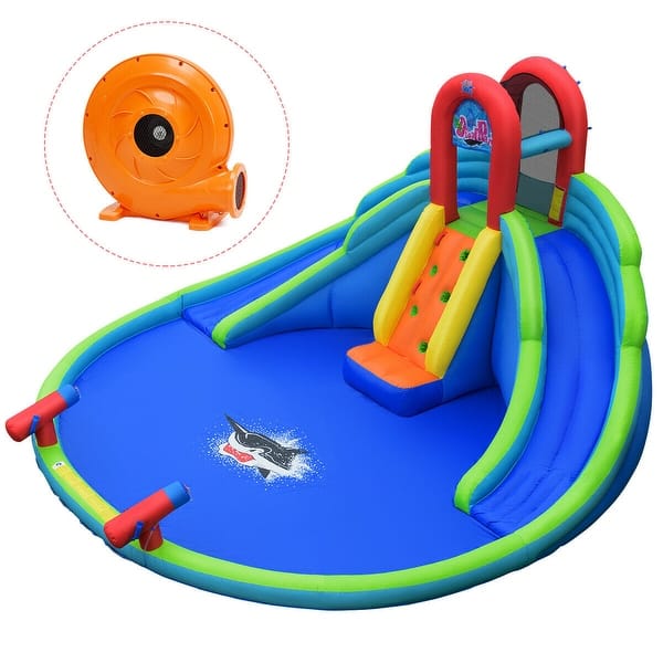 slide 2 of 7, Inflatable Water Slide Bounce House with Mighty Splash Pool - Multi