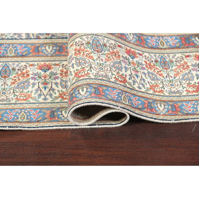 Muted Distressed Paisley Kerman Persian Area Rug Handmade Wool Carpet - 9'8" x 12'6"