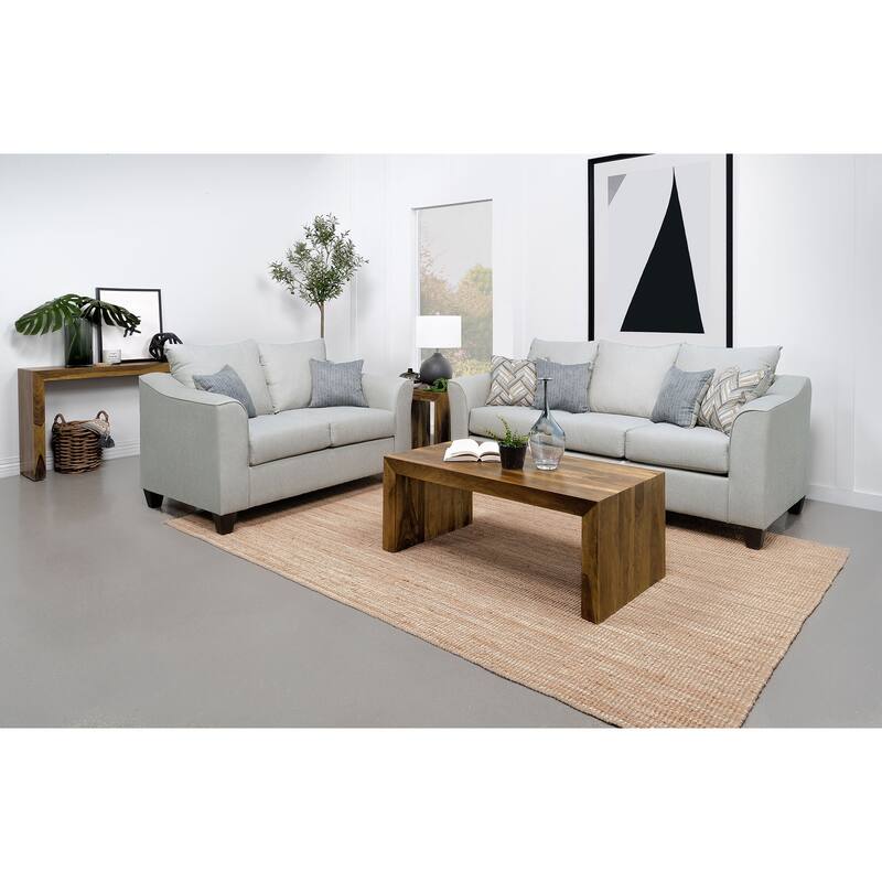 Salizar Upholstered Flared Arm Sofa Set - Grey Mist - 2 Piece