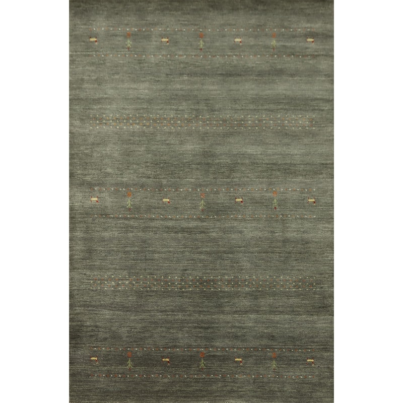 Hand Knotted Oriental 100% Wool Carpet Tribal Animal Pictorial Green Gabbeh Area Rug - 7' 4'' X 5' 2''
