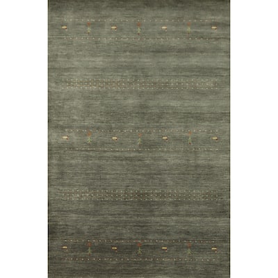 Hand Knotted Oriental 100% Wool Carpet Tribal Animal Pictorial Green Gabbeh Area Rug - 7' 4'' X 5' 2''