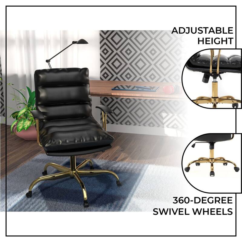 Regina Modern Executive Adjustable Office Chair Padded Leather with Tilt & 360° Swivel for Home Office Conference Work