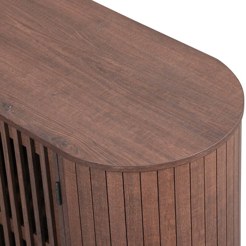 WAMPAT 66" Fluted Sideboard Buffet Cabinet,Wood Storage Cabinet with 4 Doors