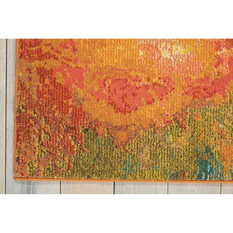 Power Loomed Abstract Modern Non Skid Stain Resistant Area Rug - 126' X '94' X '0.5