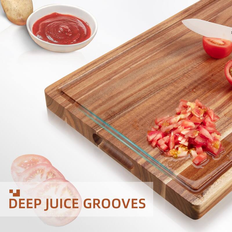 Extra Large Wood Cutting Boards for Kitchen, with Side Handles for Meat