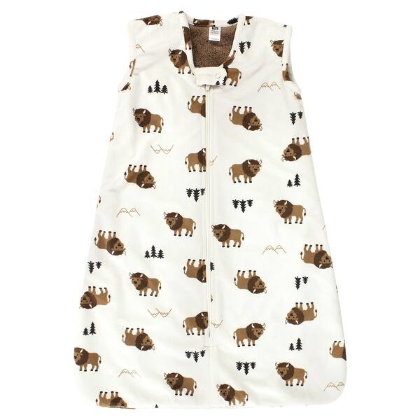 slide 1 of 1, Hudson Baby Infant Boy Plush Faux Fur Sleeping Bag, Wearable Blanket, Wild Buffalo 0-6 Months - Wild Buffalo