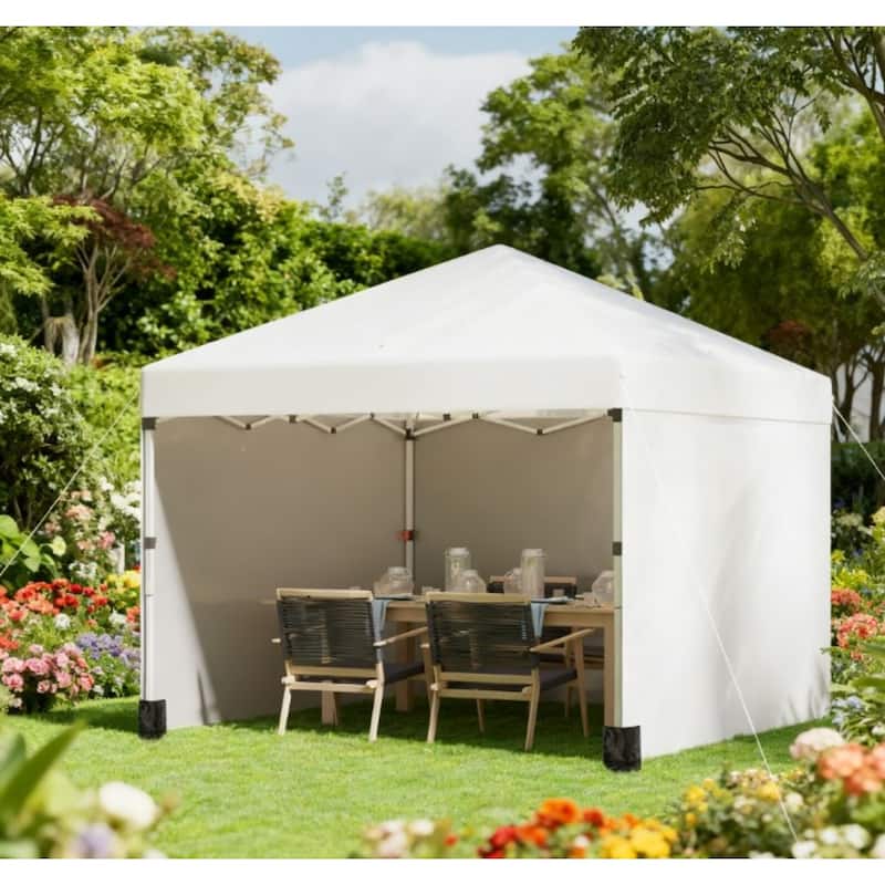 GDFStudio - Outdoor Portable Height Adjustable Pop Up Canopy Tent with 3 Sidewalls, Carry Bag, Sandbags & Stakes - 117"x117"