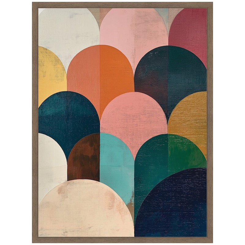 Kate and Laurel Sylvie Minimalist Geometric Abstract Jewel Tone Framed Canvas by The Creative Bunch Studio
