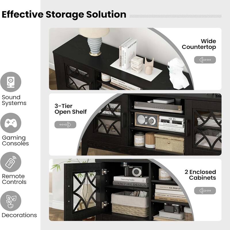 Modern TV Stand Entertainment Center Console Table w/ Storage Cabinet