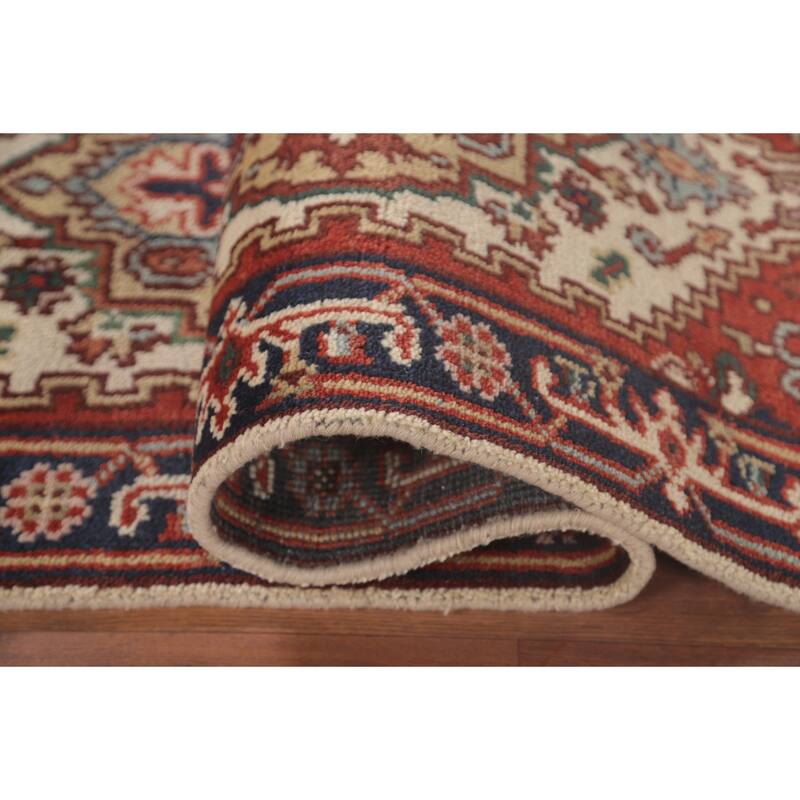 Geometric Heriz Serapi Runner Rug Hand-Knotted Wool Carpet - 2'6"x 7'11"