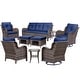preview thumbnail 33 of 78, High Back Brown Wicker Outdoor Patio Conversation Sets with Swivel Chairs