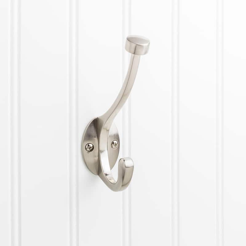 Elements Hooks Double Robe Hook - Satin Nickel