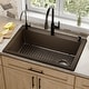 preview thumbnail 3 of 82, Karran Drop-In Quartz 33 in. 1-Hole Single Bowl Kitchen Sink Kit