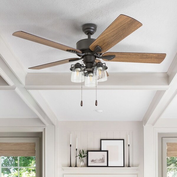 The Gray Barn Wildroot Farmhouse 52-inch Aged Bronze LED Ceiling Fan. Opens flyout.