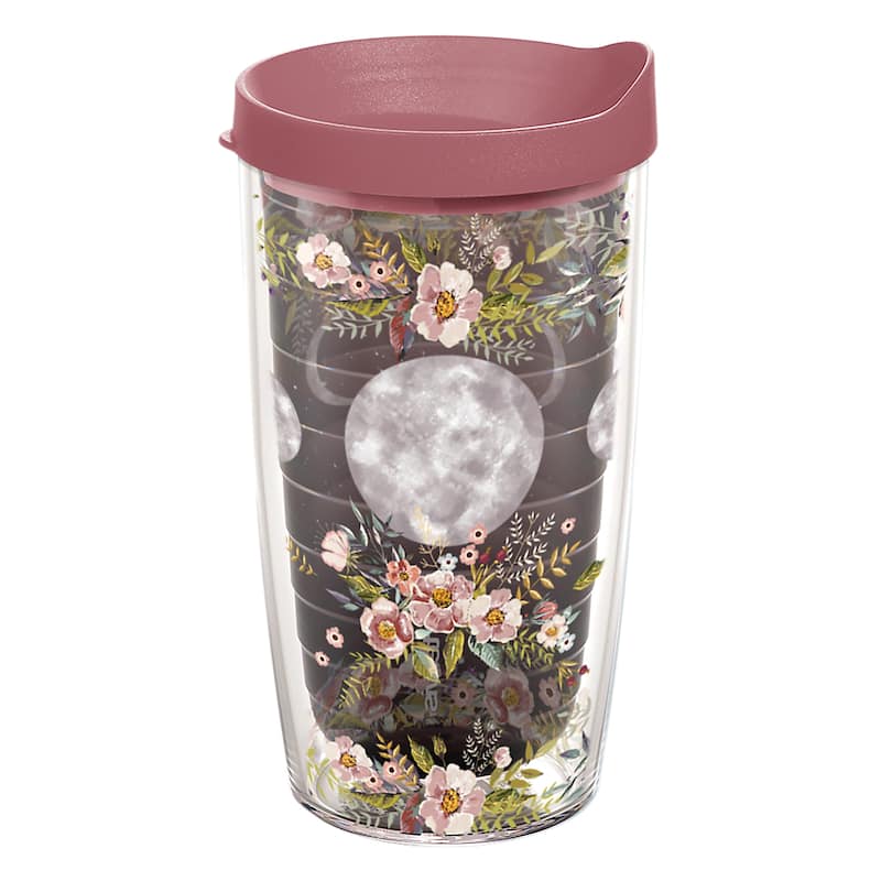 Tervis Floral Moon Phases Made in USA Double Walled Insulated Travel Tumbler, Quartz - 16oz