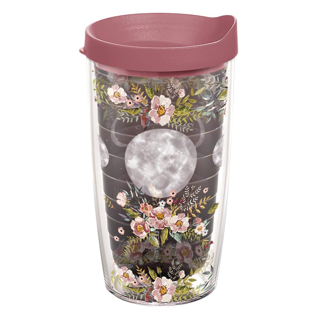 Tervis Floral Moon Phases Made in USA Double Walled Insulated Travel Tumbler, Quartz