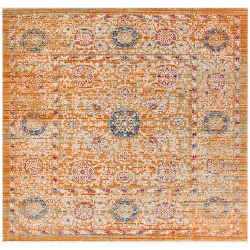 SAFAVIEH Sutton Inga Boho Oriental Polyester Rug - 6' Square - Gold/Ivory
