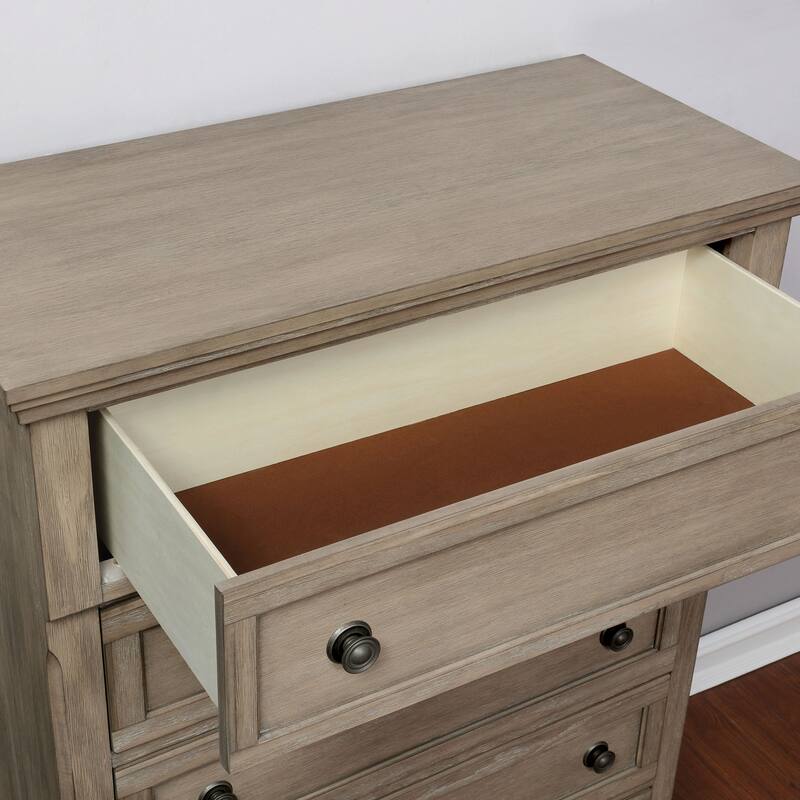 Nahkohe Transitional Grey Solid Wood 5-Drawer Chest by Carbon Loft
