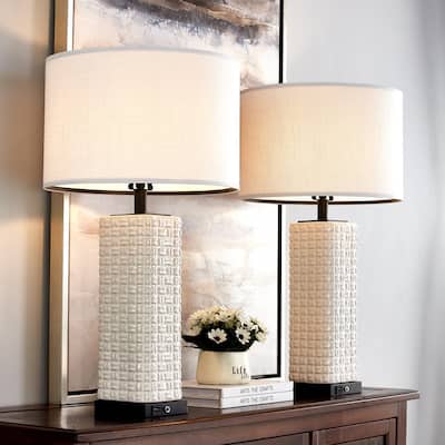 Ceramic USB Table Lamp Set