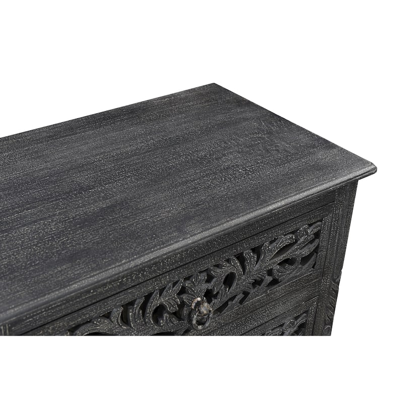 Florence Floral Carved Wood 3-Drawer Nightstand