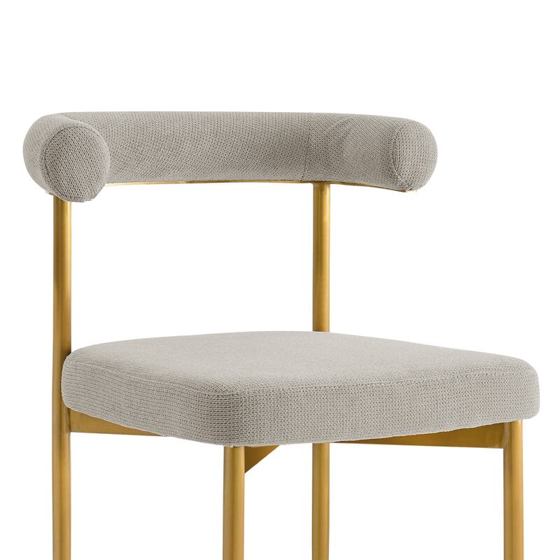 HomeRoots Set of Two Gray And Gold Upholstered Polyester Open Back Dining Side Chairs