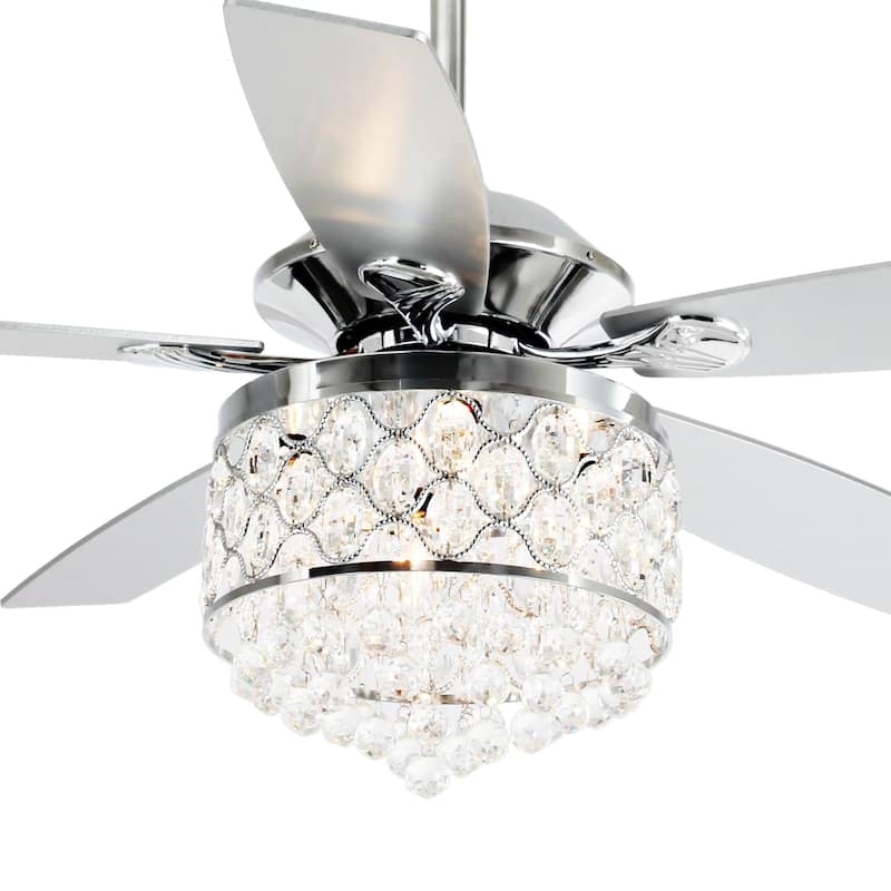 52" Indoor Crystal Chandelier Ceiling Fan with Light and Remote Control - 52 in