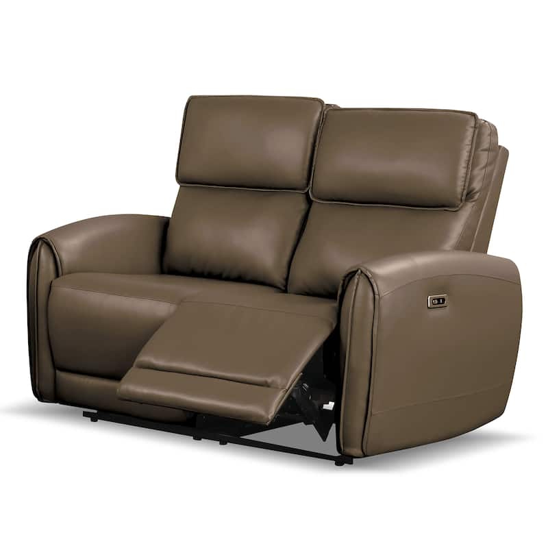 Furniture of America Elente Modern 3-Piece Faux Leather Power Recline Sofa Set with USB Ports