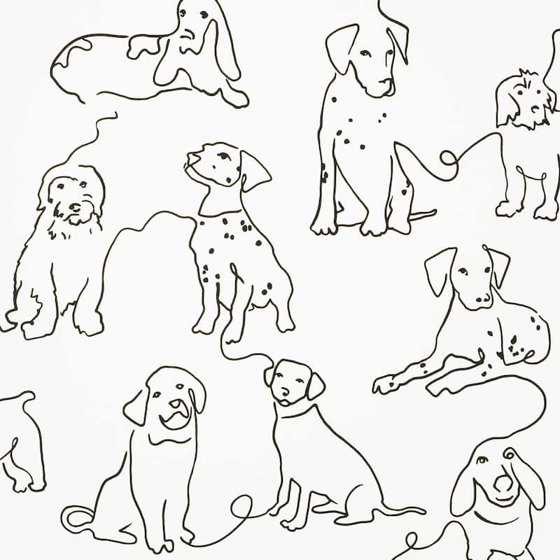 Fine Decor Ansel Black Dog Sketches Wallpaper