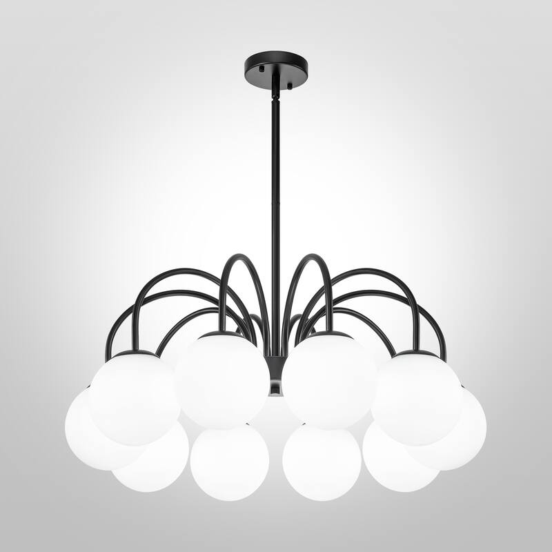 6/10-Light Modern Linear Sputnik Cluster Frosted Opaque Glass Globe Bubble Chandelier for Dining Room