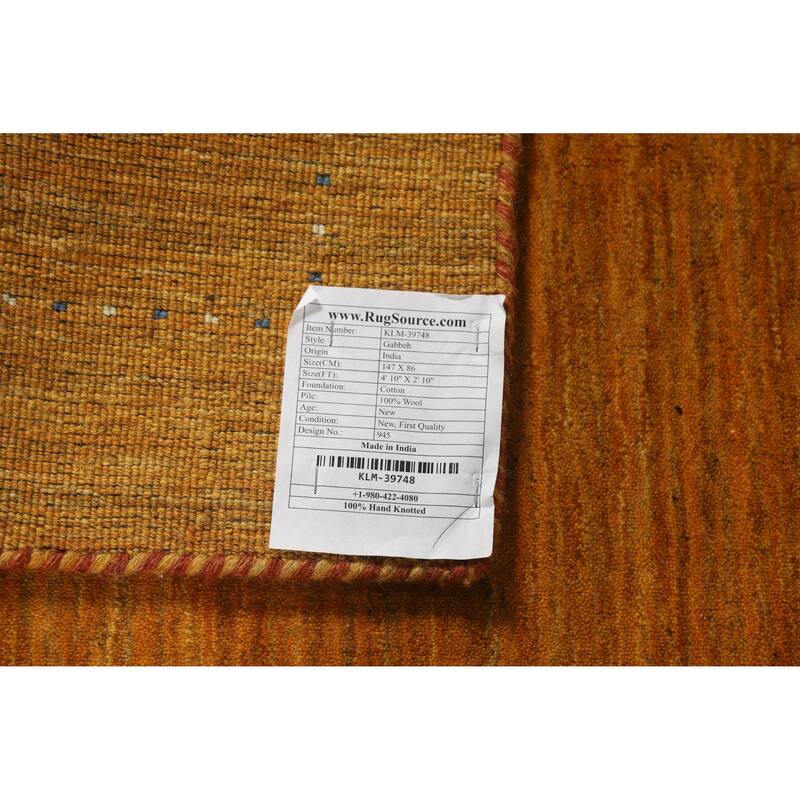 Little Animals Yellow Gabbeh Indian Rug Handmade Wool Carpet - 2'10" x 4'10"