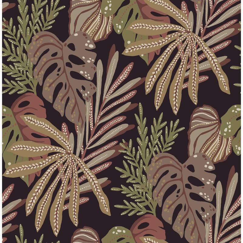 A-Street Prints Alocasia Burgundy Tropical Foliage Wallpaper